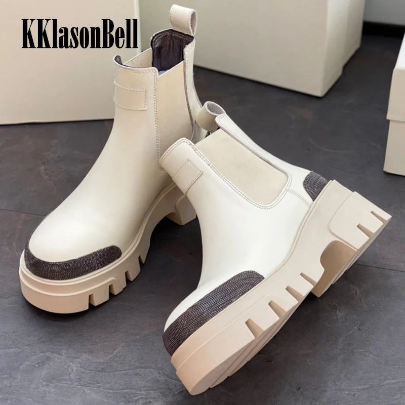 

10.31 B*C KKlasonBell Chelsea Boots Women's Suede / Cow Leather Height Increasing Slip-On Ankle Boots