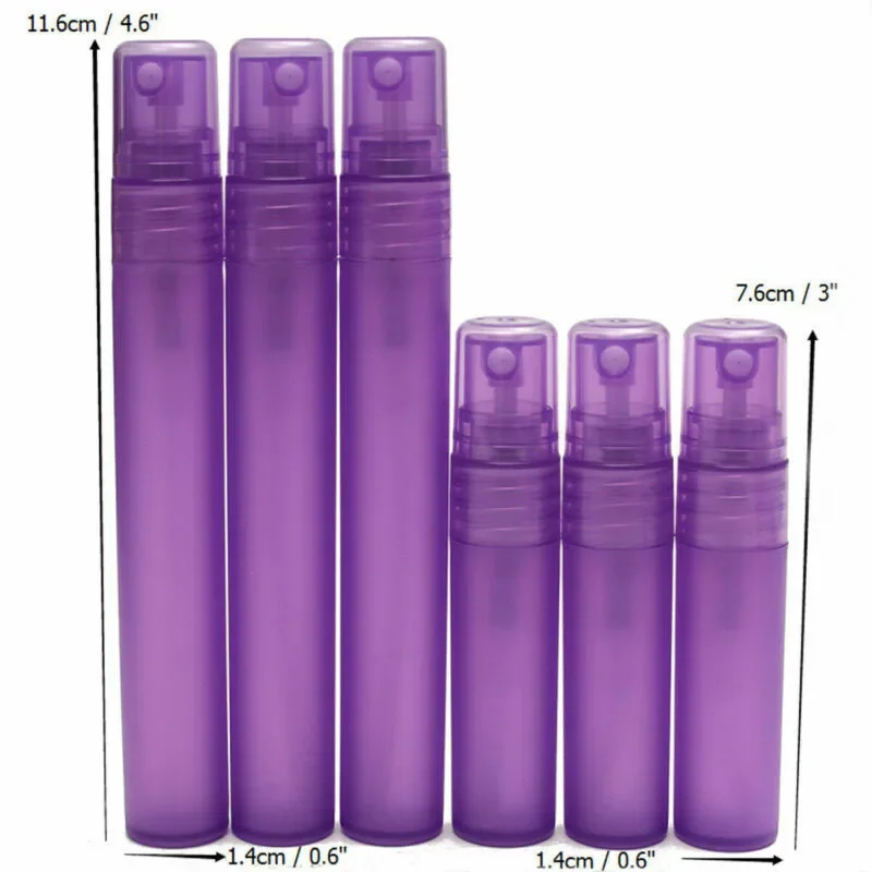 2ml/3ml/5ml/8ml/10ml Empty Portable Atomiser Spray Bottles Perfume Pen Vials Makeup Cosmetic Plastic Travel Sample Container 5pc