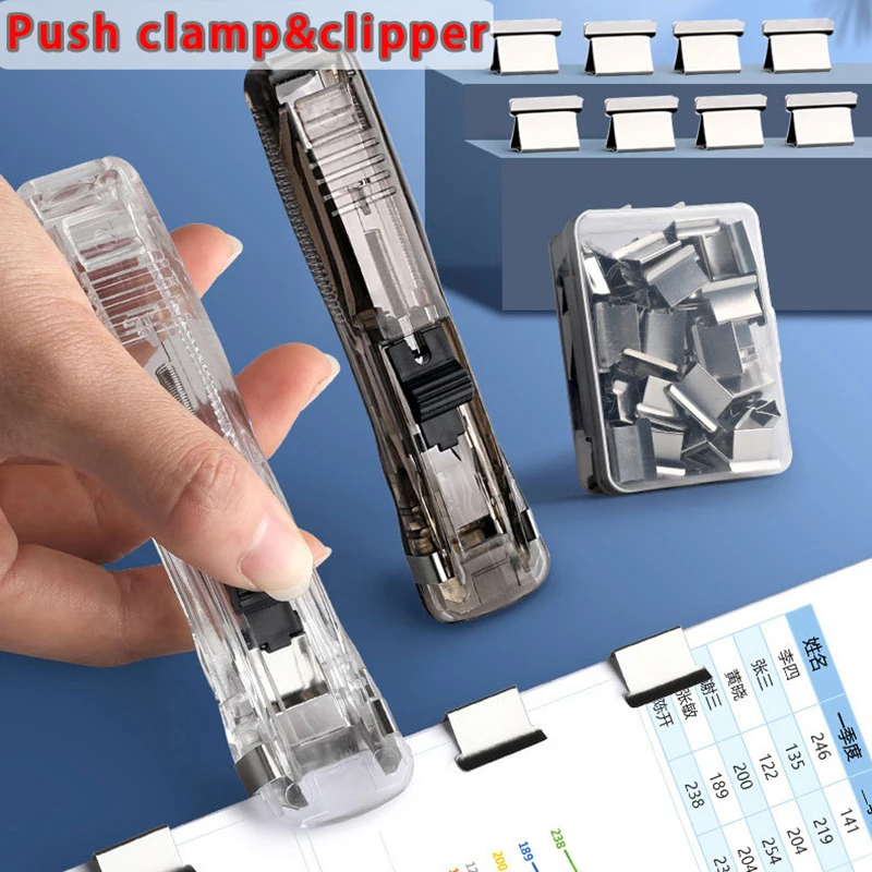 New Push Clip Stapler Staple Remover Binder Push Clamp Tape Dispenser