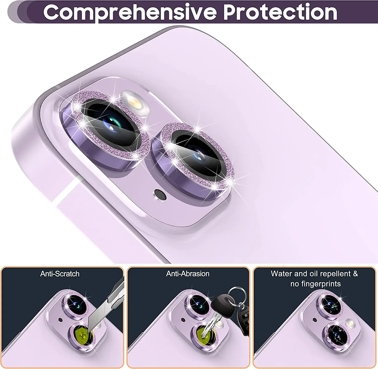 Glitter Diamond Tempered Glass Camera Lens Protector Screen Film