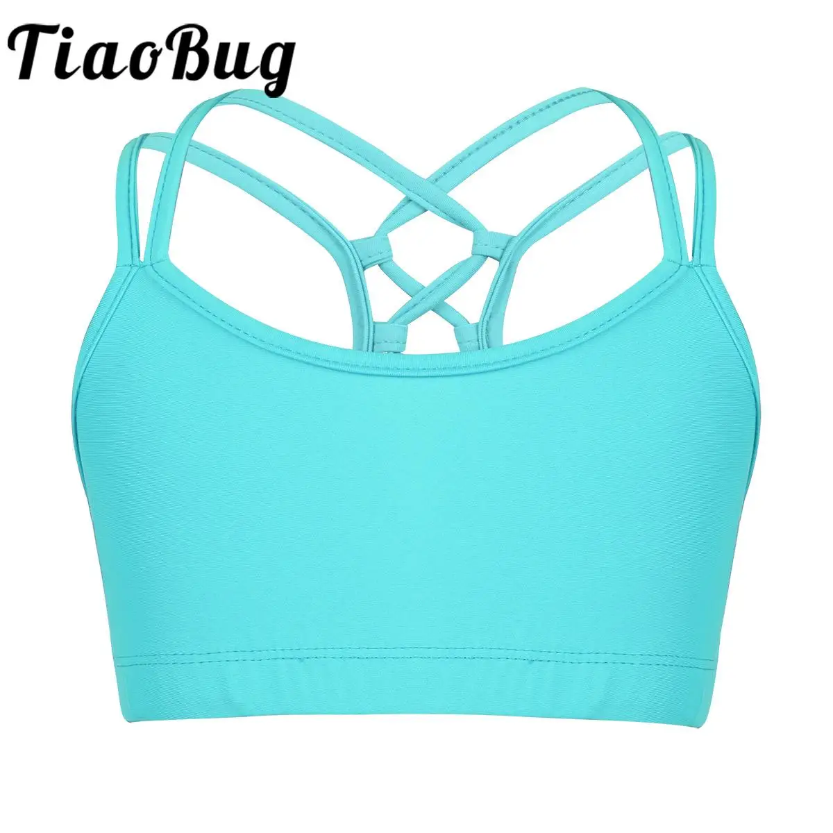 

Kids Girls Ballet Dance Crop Top Criss Cross Back Tanks Bra Tops Ballerina Sports Gymnastics Workout Stage Performance Dancewear