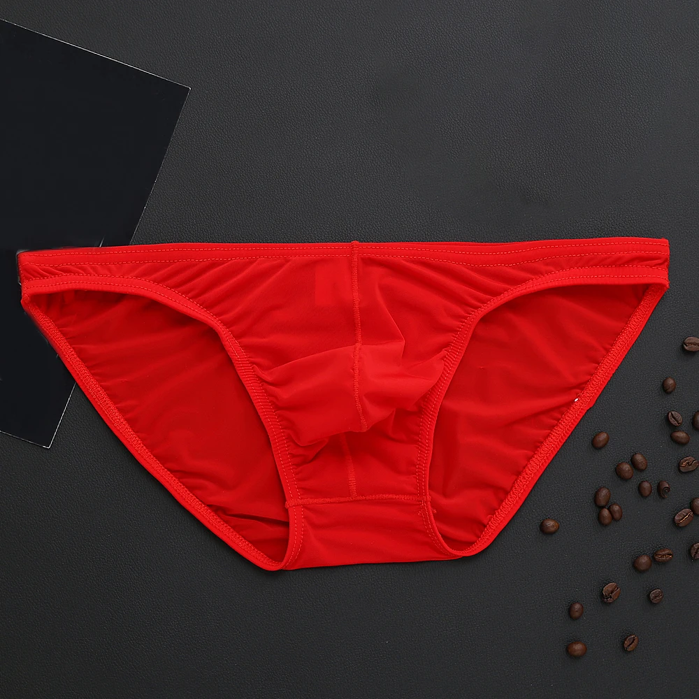 

Hot Men's Sexy Skinny Briefs Ice Silk Breathable Low Rise Underwear Temptation Comfortable Erotic Solid Male Underpants