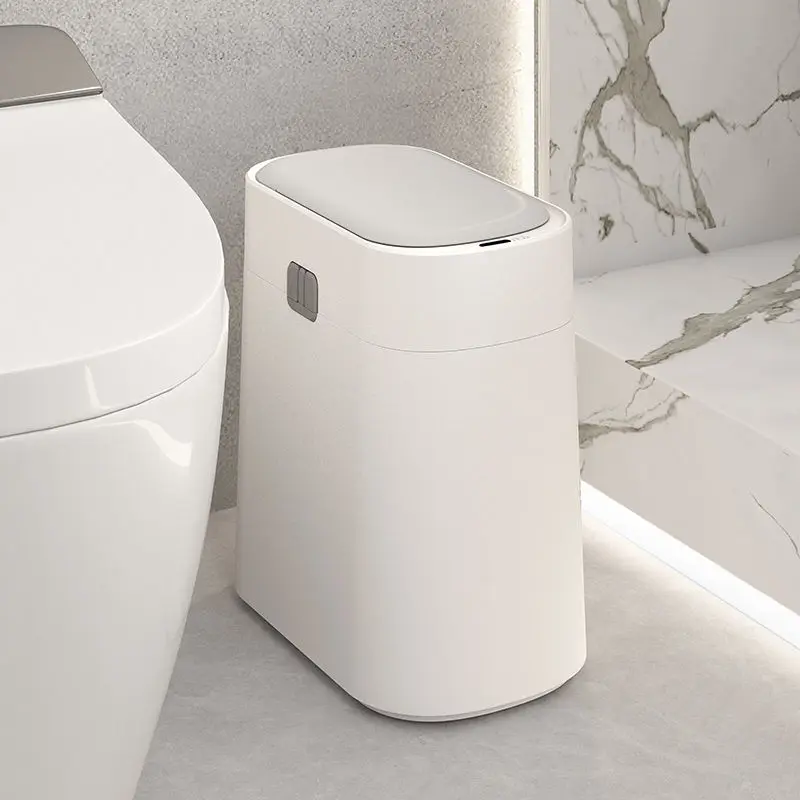 

Bathroom Bin Intelligent Induction Trash Can Toilet Electric Household Toilet Paper Basket Narrow Gap with Lid Automatic Packing