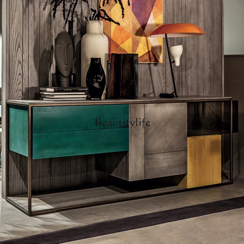 

Italian-Style Light Luxury Hallway Locker Modern Minimalist Home Living Room Painted Curio Cabinet