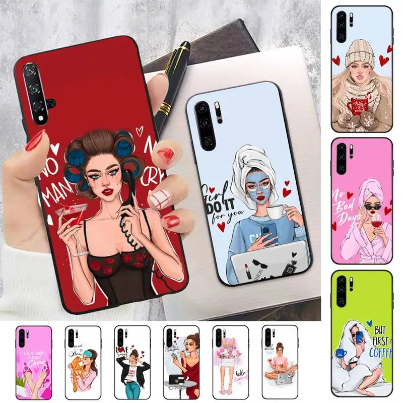 

Fashion Beautiful Girl Pattern Phone Case for Huawei P30 40 20 10 8 9 lite pro plus Psmart2019