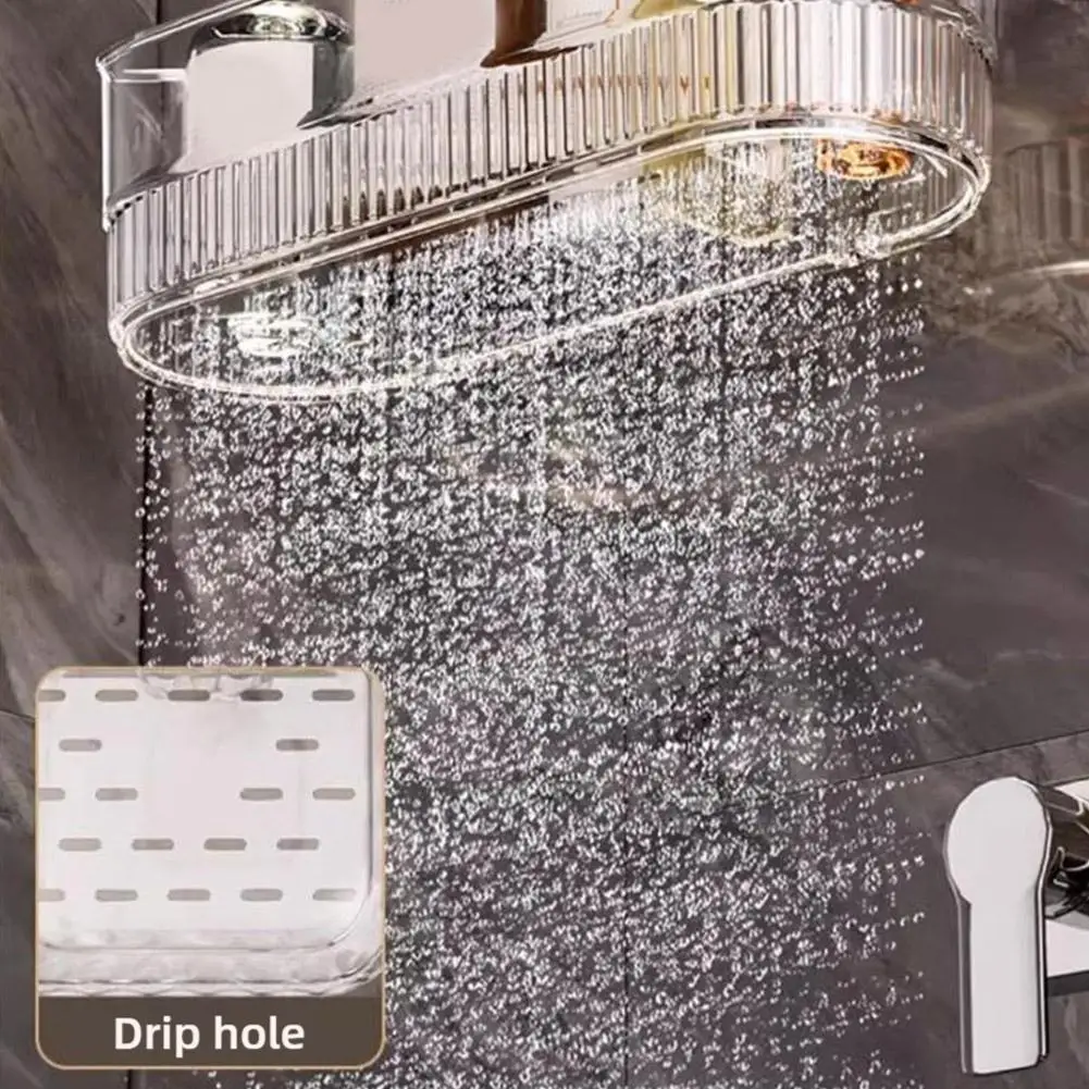 Multi-functional Suction Cup Wall Shelf Perforation Free Drain Kitchen Storage Organizer for Toiletries Bathroom Accessories 4