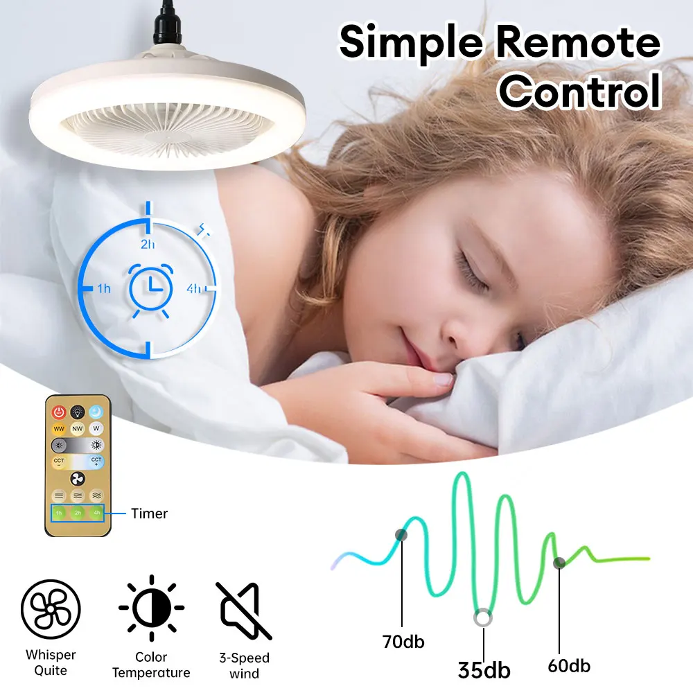 Smart 3-in-1 Ceiling Fan Light with Remote Control 3-Speed E27 AC85-265V Lighting Base for Bedroom and Living Room Lighting ceiling fan led ceiling fan lights led fan light