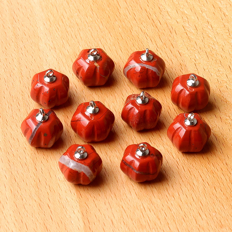 2 Teile/los 10x13mm Natürliche Rose Quarz Achat Stein Mini Kürbis Anhänger Charms für Schmuck Machen DIY Halskette ohrringe Halloween – Detail 16