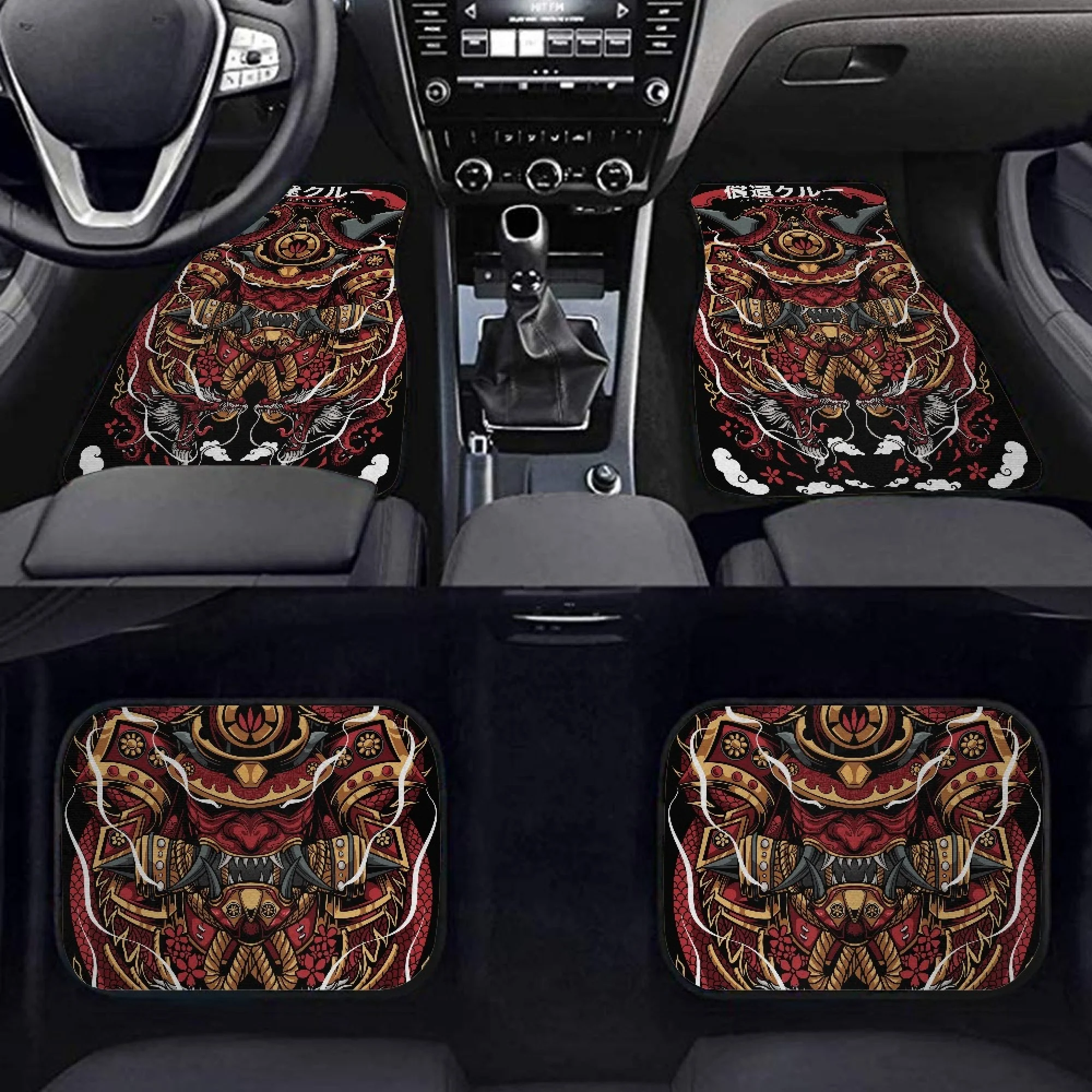 4pcs Set All-Climate Rubber Floor Mats Car Rug Sublimation Decorative Print Door Mat