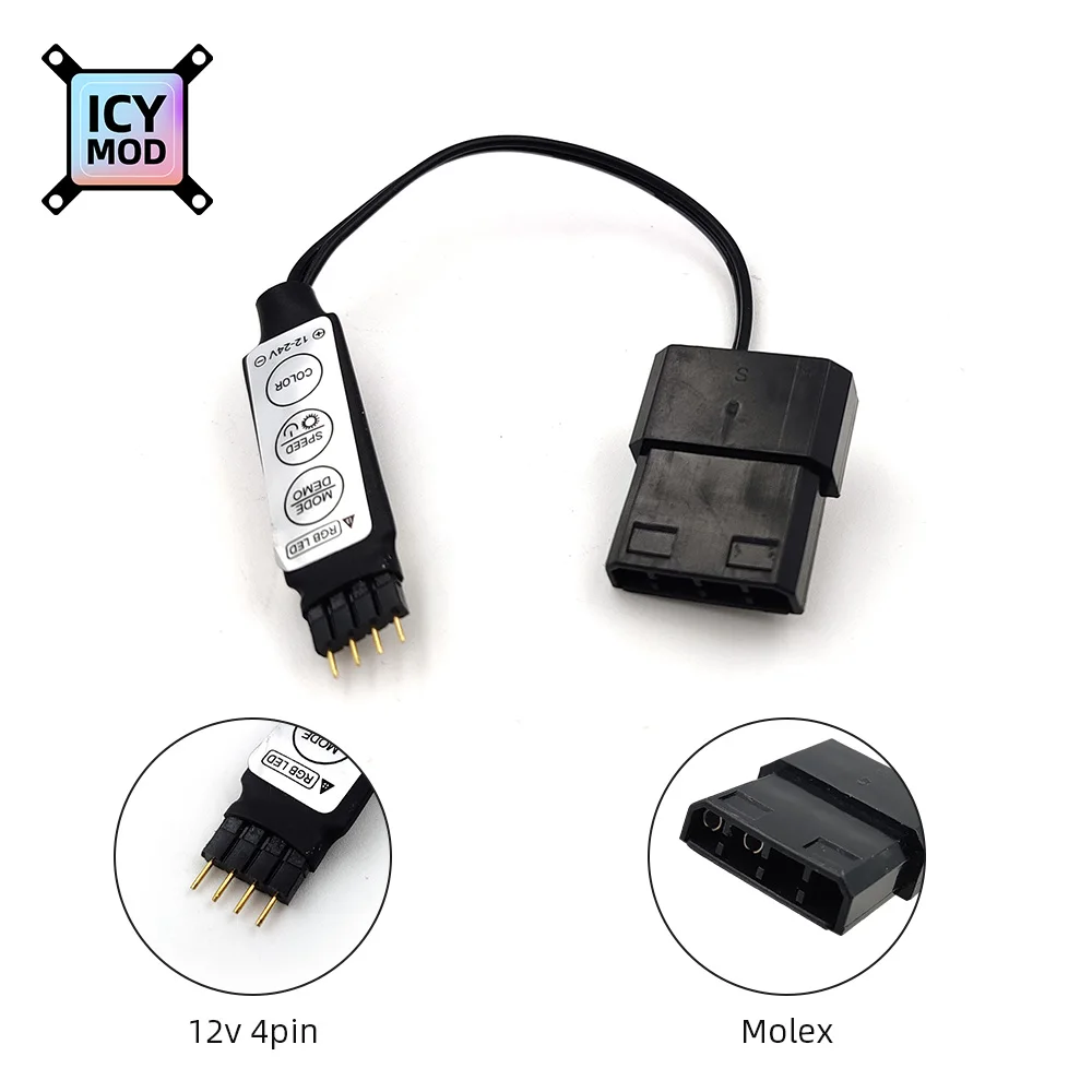 Argb Manual Controlador 5v3pin para Molex Fonte de Alimentação Conversor Sata Ajustar Interface de Luz 12v4pin Adaptador Rgb Aura pc Mod - Imagem 3