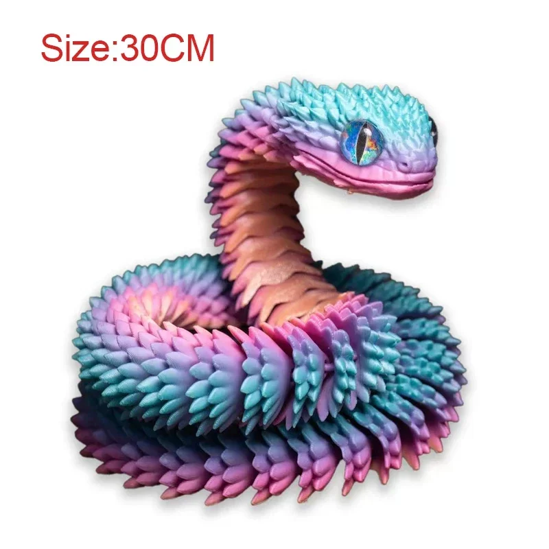 3D Printed Toy 3D Printed Snake Movable Joint Fidget Toy Figurine Simulation Snake Office Desktop Ornament Gifts Crafts Figurines Miniatures