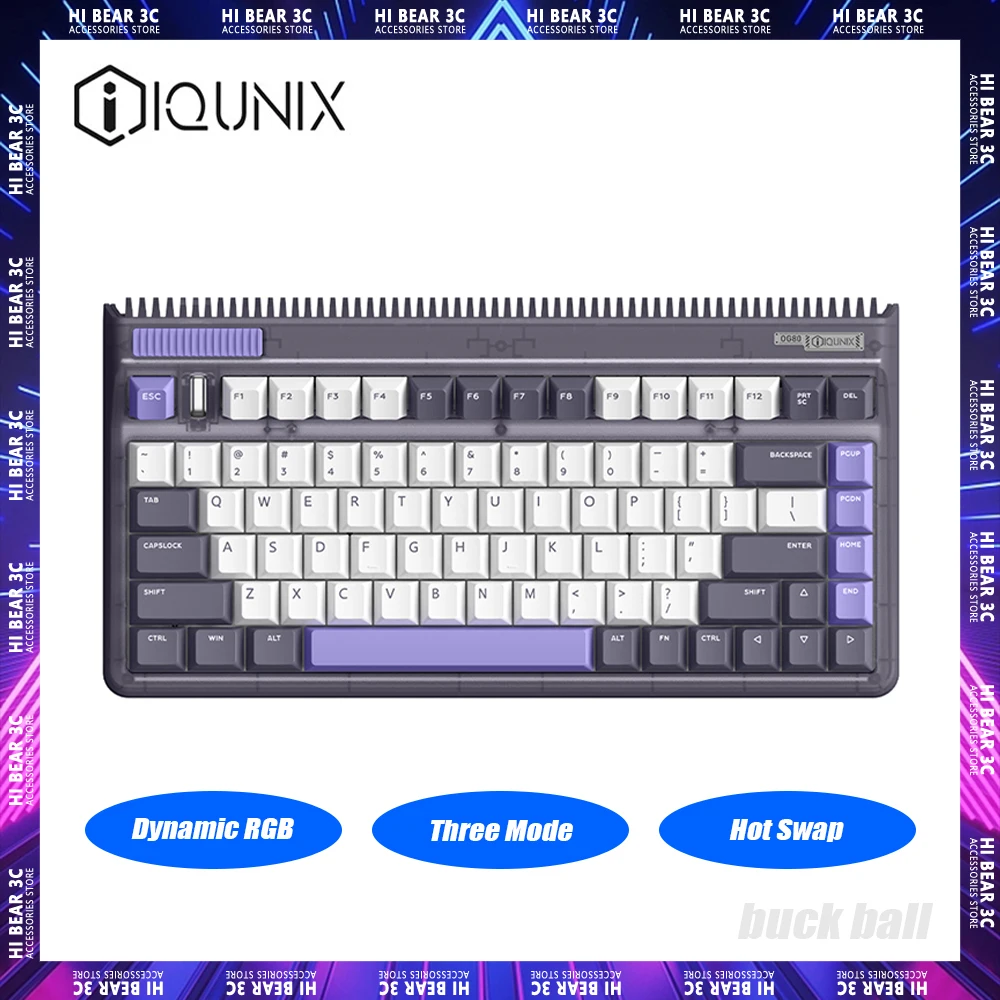 

IQUNIX OG80 Wireless Mechanical Keyboard Three Mode Gaming Keyboard Hot Swap RGB 83 Keys PBT Keycaps Ergonomics Gamer Mac Laptop