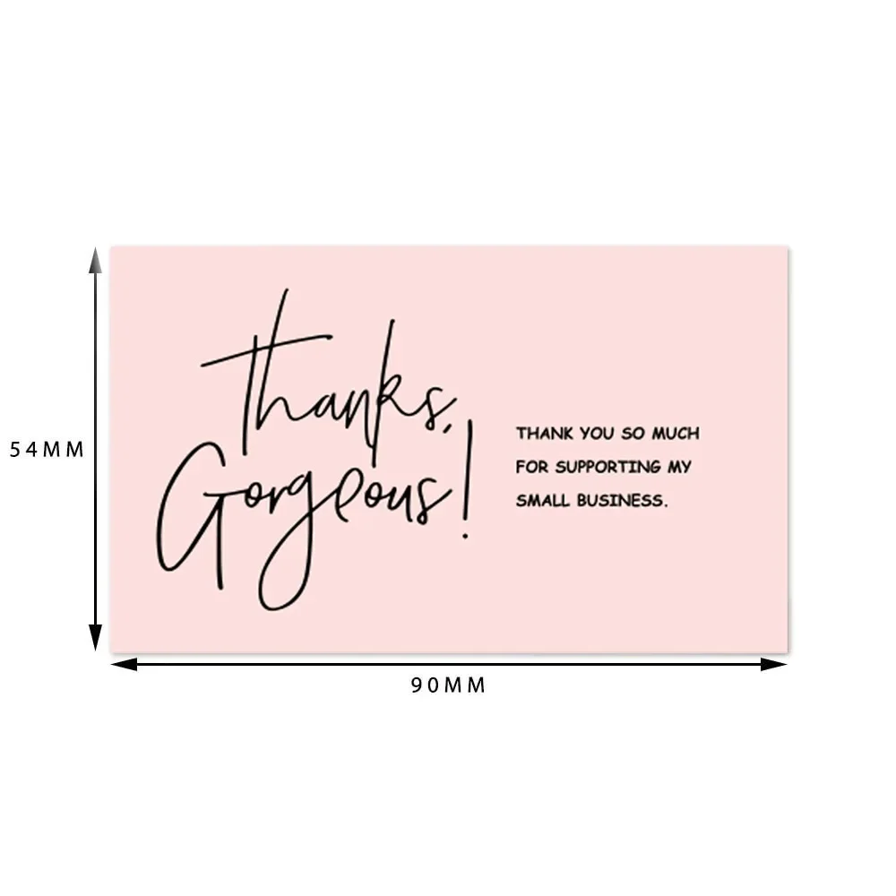 30pcs/pack Pink Thank You Card For Supporting Business Package Decoration "Gorgeous Thanks" Business Card Handmade With Love