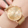 3pcs/set Women Fashion Plastic Strap Quartz Watch Rose Gold Gold Silver Set 4