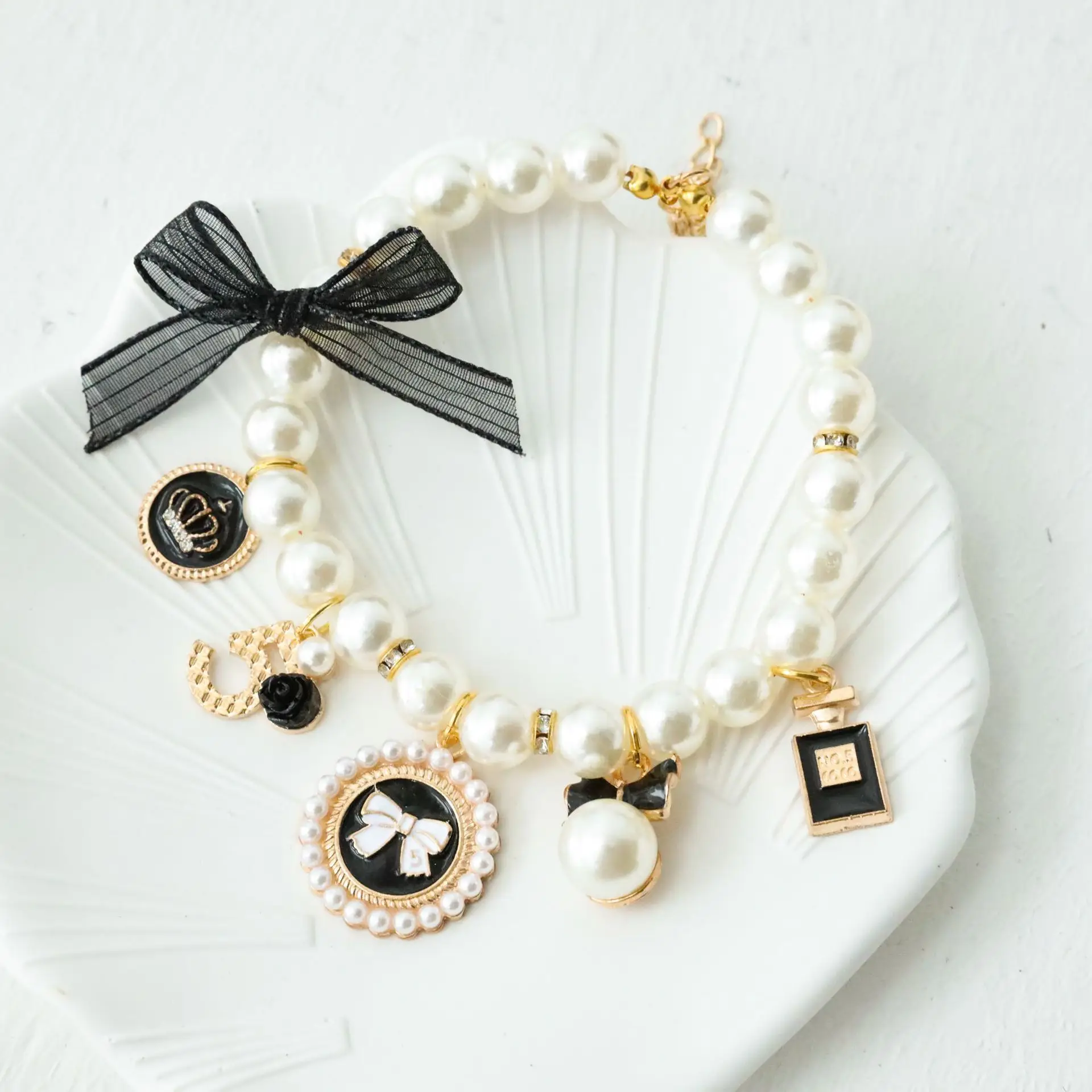Pet Collar Pearl Cat Jewelry Pendant Princess Necklace Dog Sweet Decorations Puppy Rhinestone