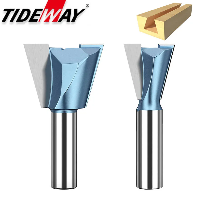 

Tideway 1pc Industrial Grade 1/2" 1/4" Shank Woodworking Dovetail Router Bits For Wood Tungsten Slotting Milling Cutter