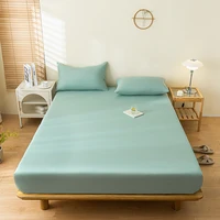 Waterproof Fitted Sheet Queen Size Mattress Cover Solid Color Fit Sheet With Elastic Band Bedsheet 90x200 160x200 Bed Cover 1