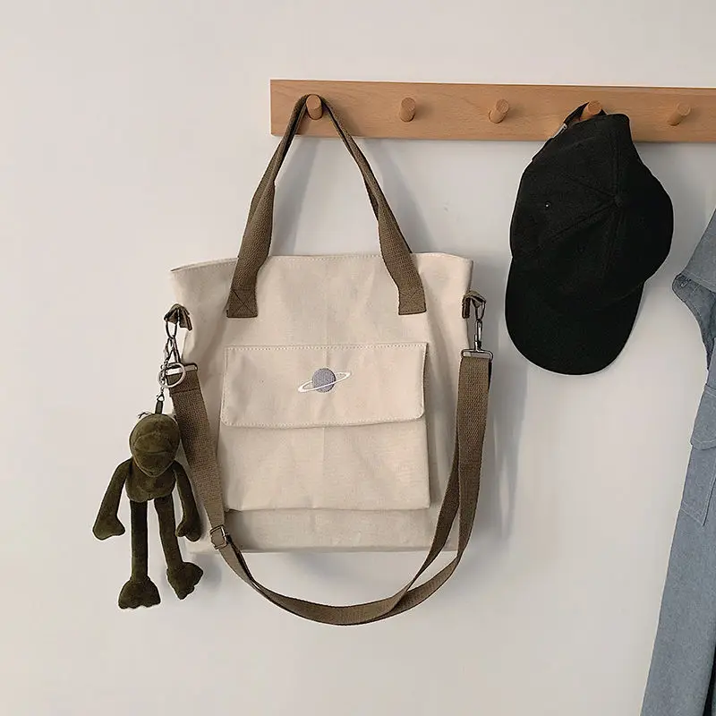 

Women Zipper Shoulder Bag High Capacity Canvas Handbag Fashion Casual Tote Female Crossbody Bag Vintage Messenger Shopping Bags