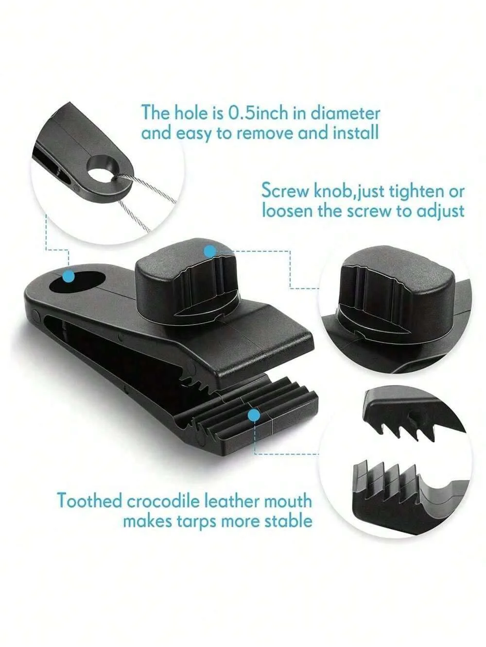 6pcs Heavy Duty Lock Grip Tarp Clamps Tarp Clips Pool Awning Fasteners Clips, For Outdoor Camping Canopy Camping Stuff
