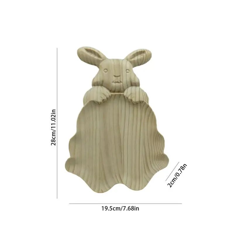Wooden Bunny Plate Bunny Dessert Plate Easter Wooden Serving Plates Rustic Decorative Charcuterie Board For Parties Holidays 6