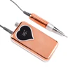 Pro Nail Drill Machine 35000 RPM Portable Electric Nail File Rechargeable Manicure Machine Set Kit Metallic Gold with Base Use 3