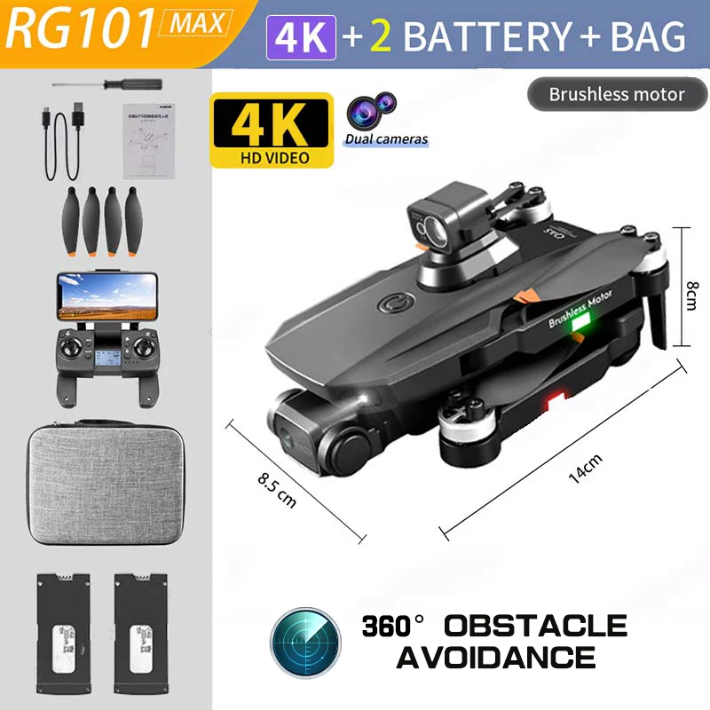 New RG101 MAX Mini Drone 4K Professional Dual HD Camera Infrared Obstacle Avoidance Altitude Hold Mode Foldable RC Plane Toys cute RC Helicopters RC Helicopters