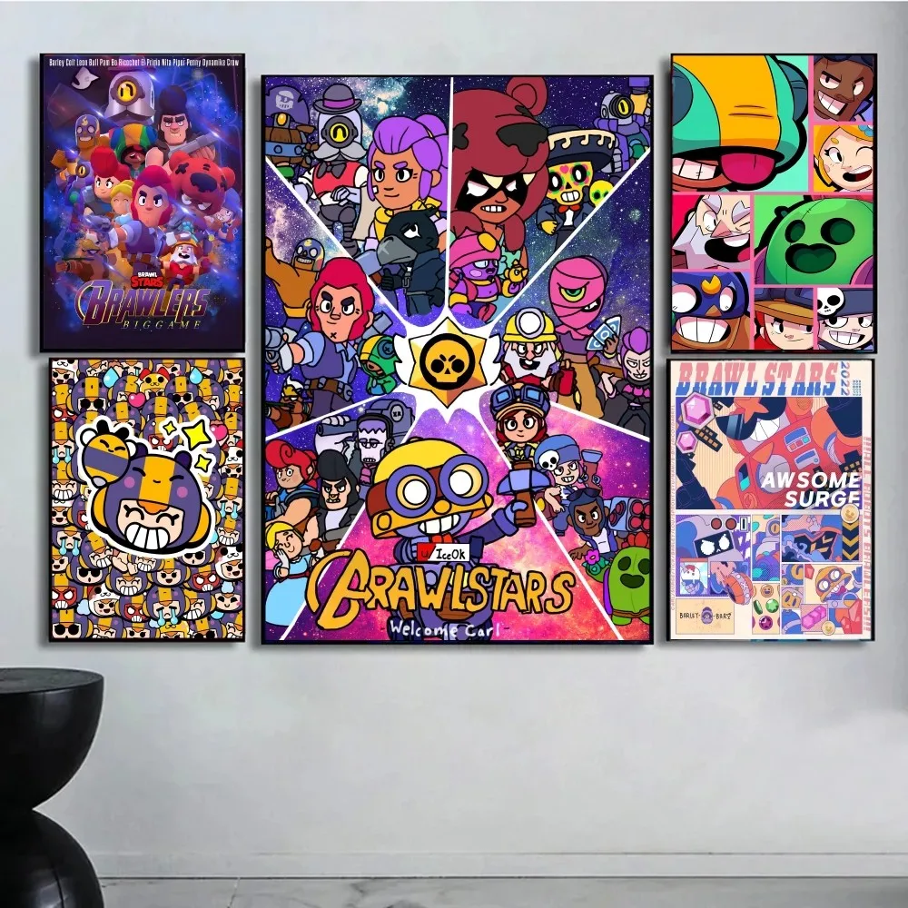 Game B-rawl-S-Stars Self-adhesive Art Poster Whitepaper Sticker DIY Room Bar Cafe Wall Decor