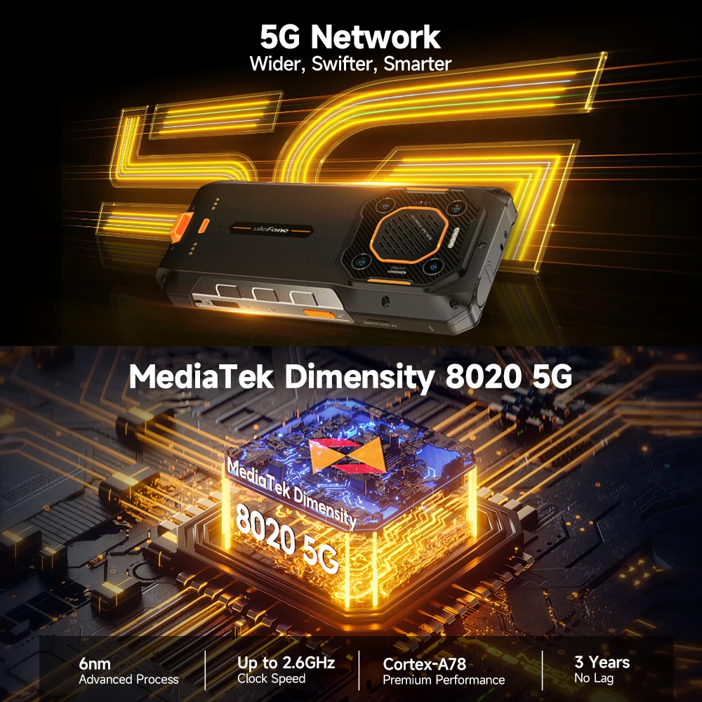 Ulefone Armor 26 Ultra Walkie Talkie 5G Rugged Waterproof Smartphone 120W 15600mAh 200MP+64MP +50MP NFC RAM Up to 24GB+ ROM512GB - Image 5