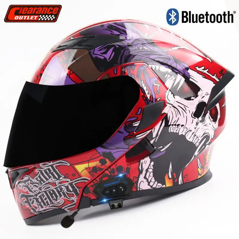 

Motorcycle Helmet Bluetooth Racing Motocross Helmet Full Face Helmet Flip Up Moto Motorbike Street Touring Riding Casco Capacete