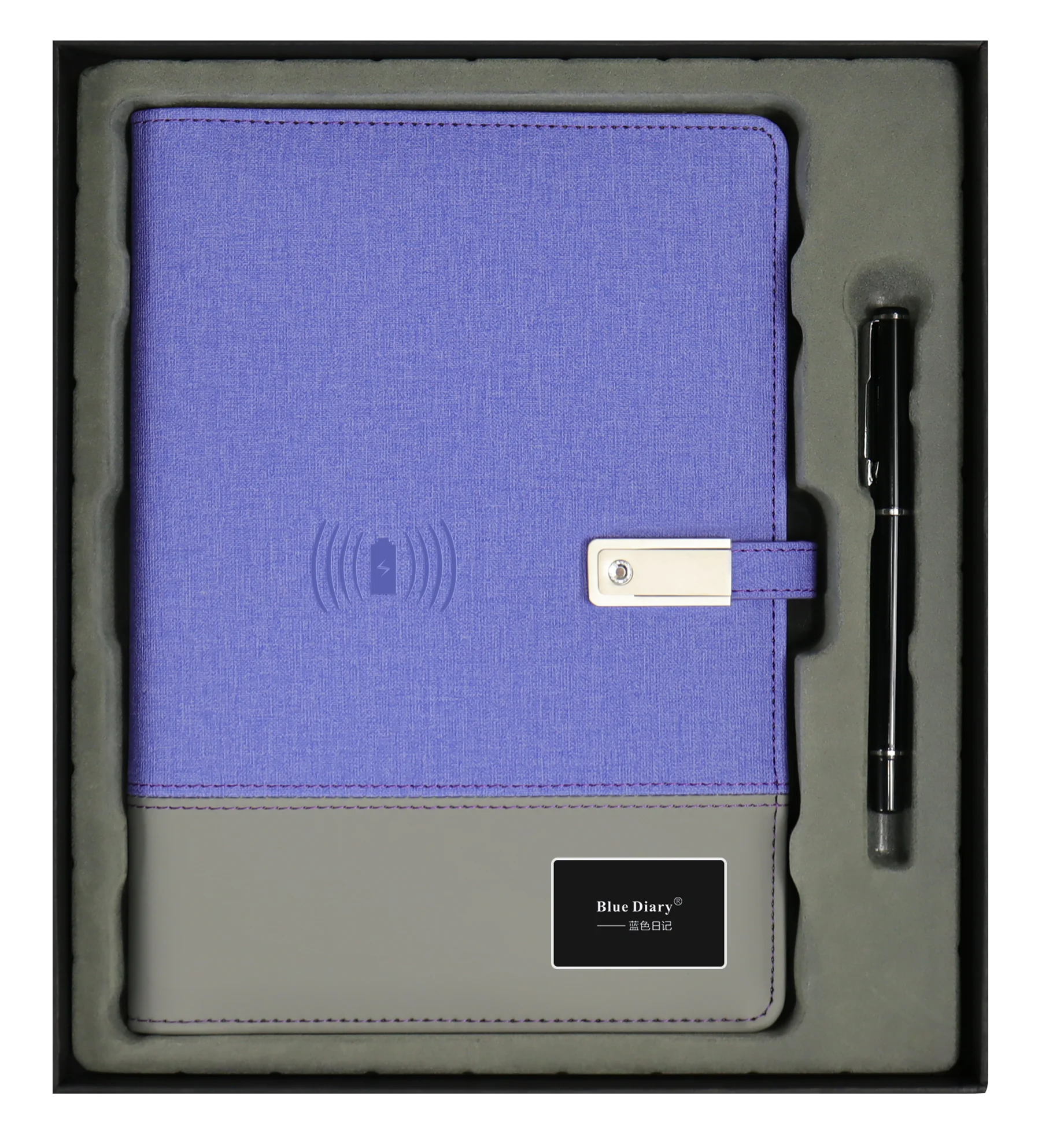 Cuaderno inteligente ejecutivo, regalos para viajeros de negocios, carga de  teléfono con cargador inalámbrico Qi, unidad de pulgar USB de 16 GB