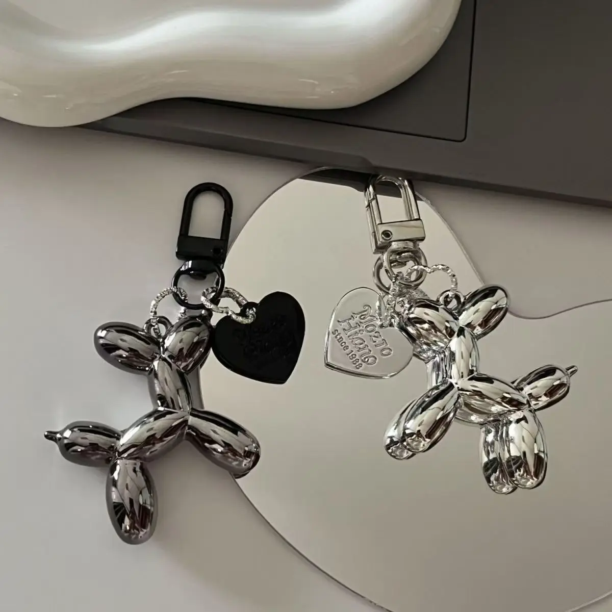 Balloon Dog Keychains Fashion Punk Y2K For Handbag Backpack Pendant Girl's Car Key Ring Accessories