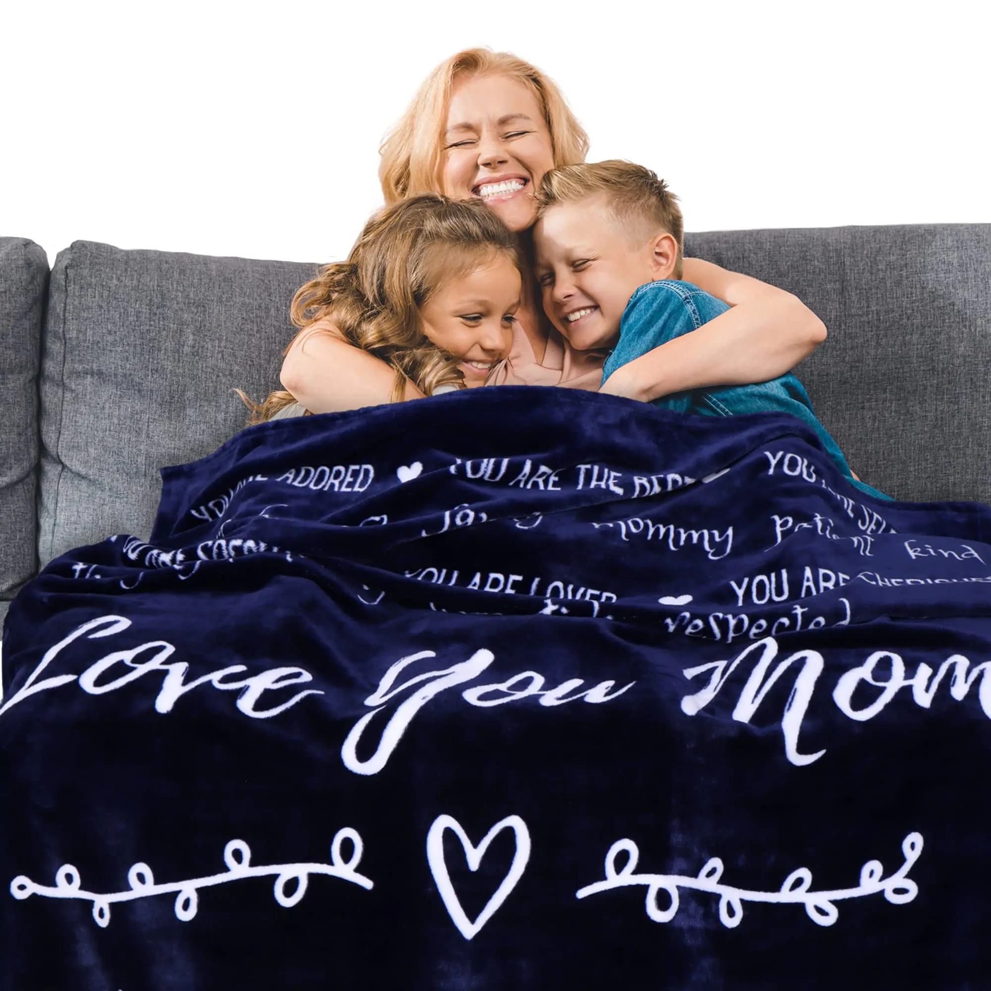 

Love You Mom Gift Mom Blanket for Birthday, Blankets for Mom Quotes of Love and Appreciation from Son Daughter Mom Blue