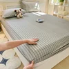 PLAID Fitted Sheet with Elastic Band Non Slip Adjustable Mattress Cover Soft Comfortable for Single Double King Queen Size 2