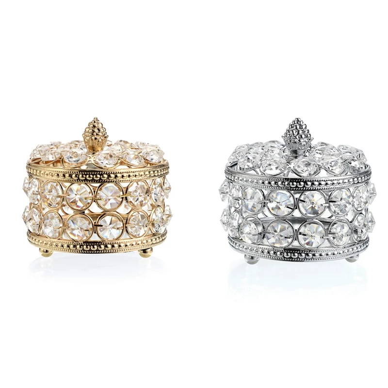 

Crystal Mirrored Box Jewelry Trinket Organizer Box Home Decor Ring Earrings Necklace Storage Holder Keepsake Box Easy To Use