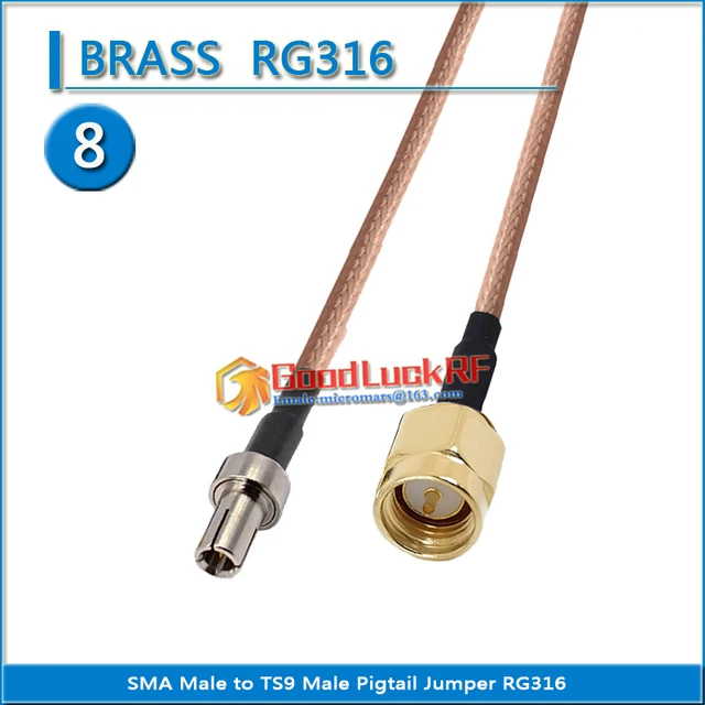 1 Cable RG316 Con Conector RCA Macho A SMA Hembra, Terminal De Crimpado