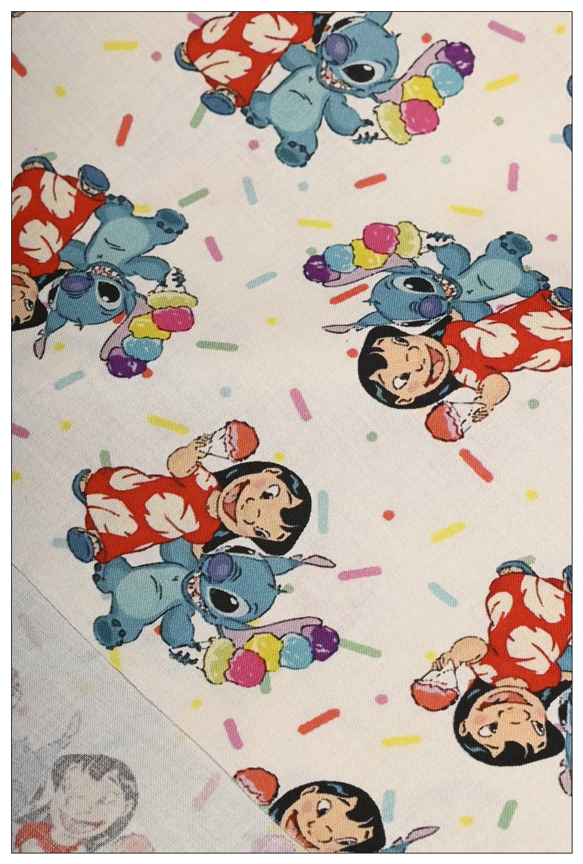 100 Cotton Fabric Disney Lilo & Stitch Yoda Love Print for Tissue Sewing Quilting Needlework Material DIY Handmade