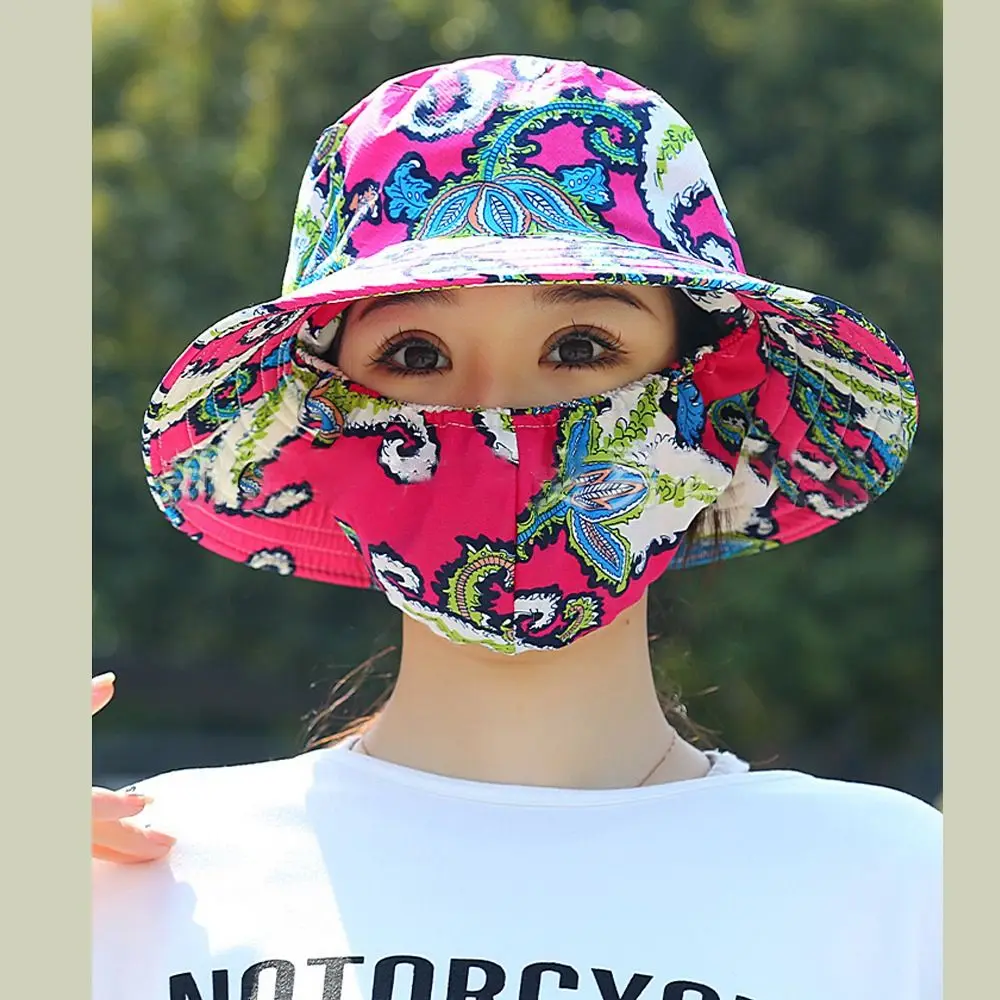 넓은 챙 자외선 차단 모자, 사이클링 모자, 숄, 자외선 차단 모자, 얼굴 목 보호, 차 따기 모자, 여름