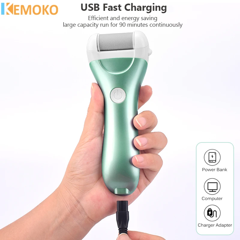 USB Rechargeable Electric Pedicure Foot File Power Display For Heel Callus Removal 3 Replacement heads for sharpening exfoliator rf skin tightening face lifting wrinkle removal home use rf machine radio frequency skin care rejuvenation 3 heads rf euipment