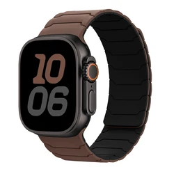 Magnetic Silicone Strap for Smartwatches - Flexible and Durable Bracelet Accessory (Chocolate - black)