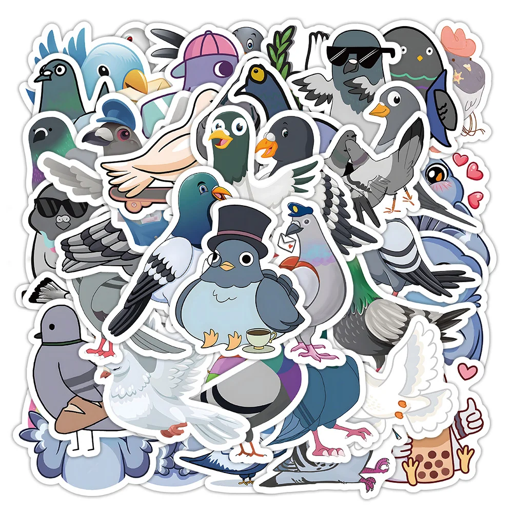 

10/30/50PCS New INS Pigeon Animal Stickers Cartoon Creative Animation iPad Computer Desk Chair Decoration Waterproof Wholesale