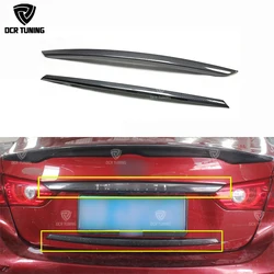 For Infiniti Q50S Dry Carbon Fiber Rear Bumper Trunk Plate Trim Cover Q50 Forged Rear Trunk trim With W/O Logo 2pcs 2014 - 2017