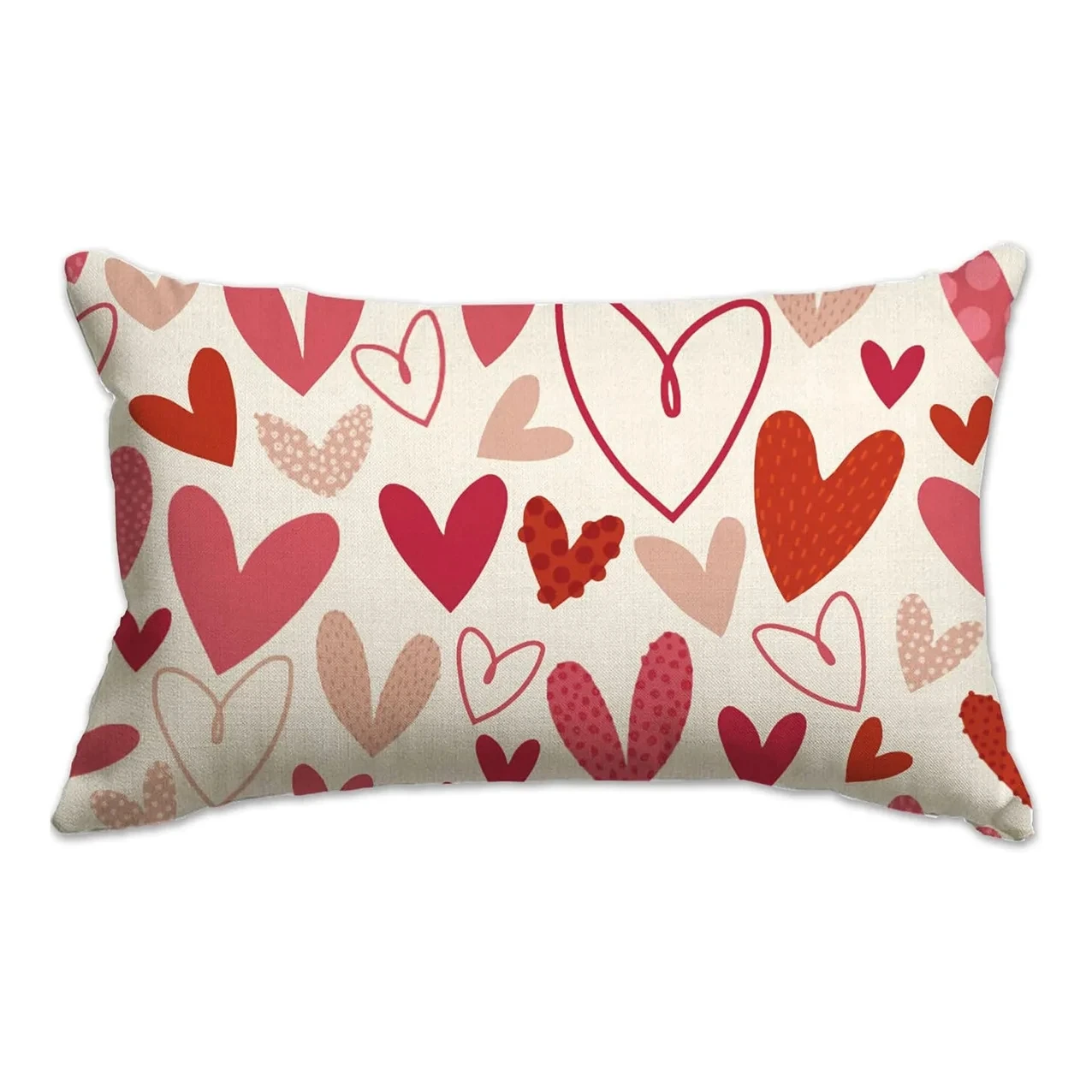 Federe Per Cuscini San Valentino 45x45 Cm - 2 Pezzi In Lino Rosso. Decorazioni Casa Romantiche Per Divano, Letto E Soggiorno. Regalo Perfetto.
