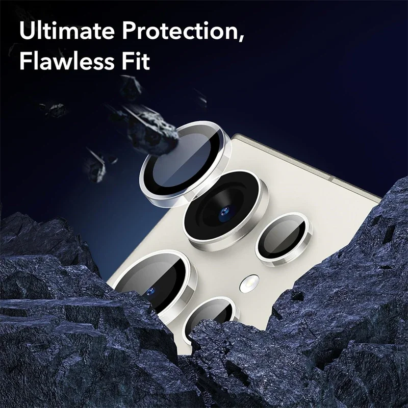 Crystal-Clear Tempered Glass Camera Lens Protector with Metal Frame - Full Cover