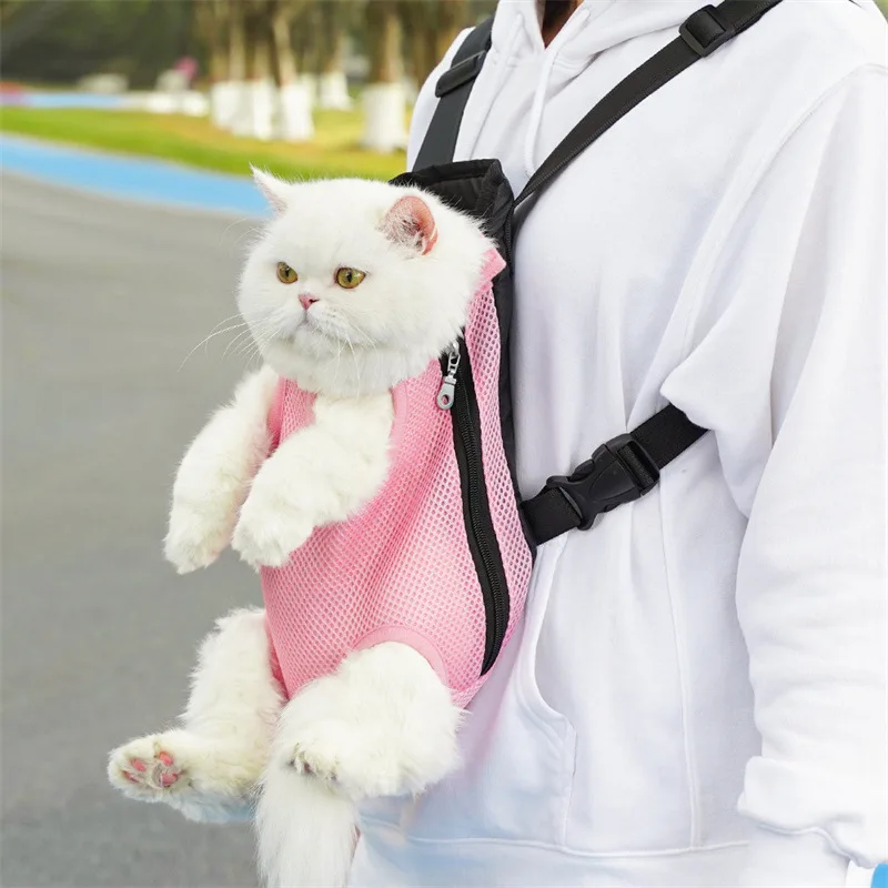 Adjustable Outdoor Pet Dog Carrier Backpack Double Shoulder Mesh Bag Solid Breathable for Small Dogs