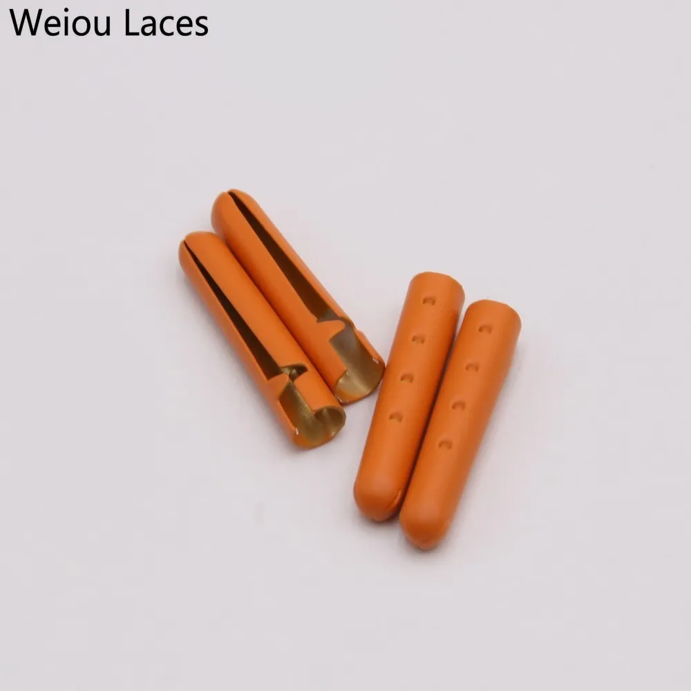 Weiou (100pcs/25sets) 4x23mm Painting Fluorescent Yellow Tips Fashion Matt Metal Aglets For Clothing Shoestring DIY Bullet Head