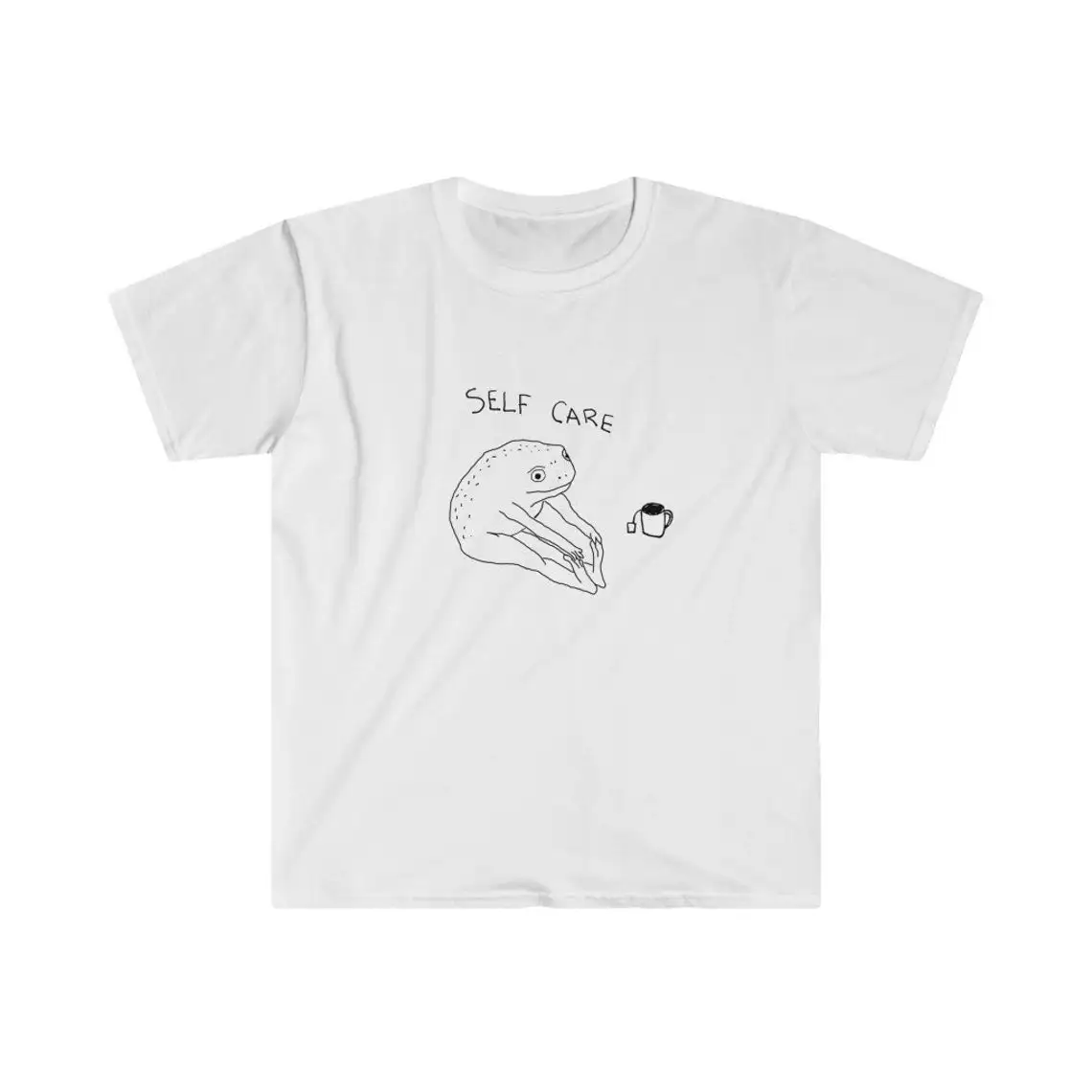 Self Care Funny Frog Printing Women White T Shirts Short