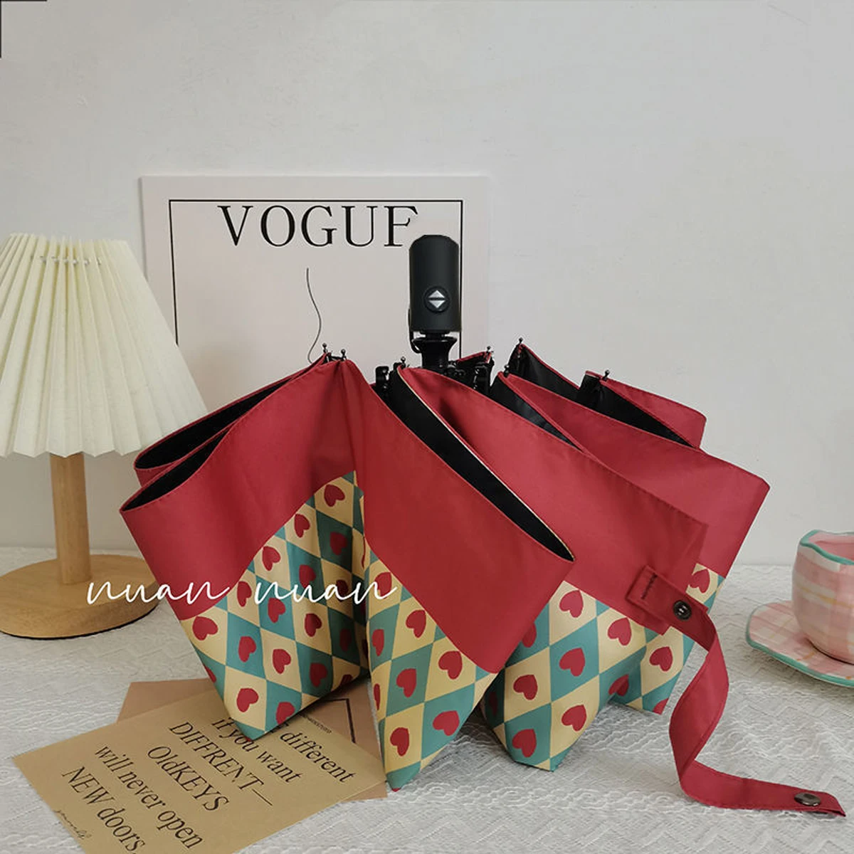 Love Retro Three Fold Sunny Umbrella Fully Automatic Rain proof Sunscreen Sunshade Umbrella Anti UV folding umbrella sun umbrella automatic sun umbrella