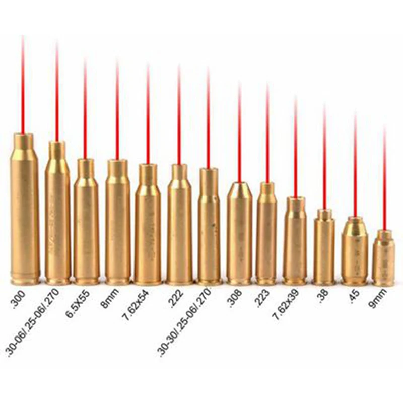 .223 .308 9MM Red Laser Bore Sight Brass Boresight 12GA Cartridge Sighter For Scope Adjustment Without battery