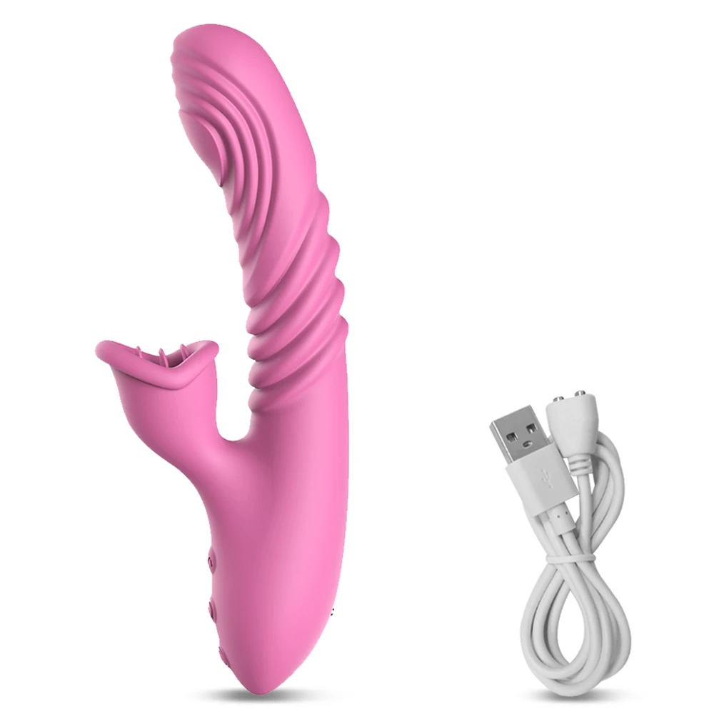 2023 Spinta G-Spot Vibratore per le donne Stimolatore del clitoride Leccare la lingua Telescopico automatico Giocattolo del sesso femminile_voghion.com