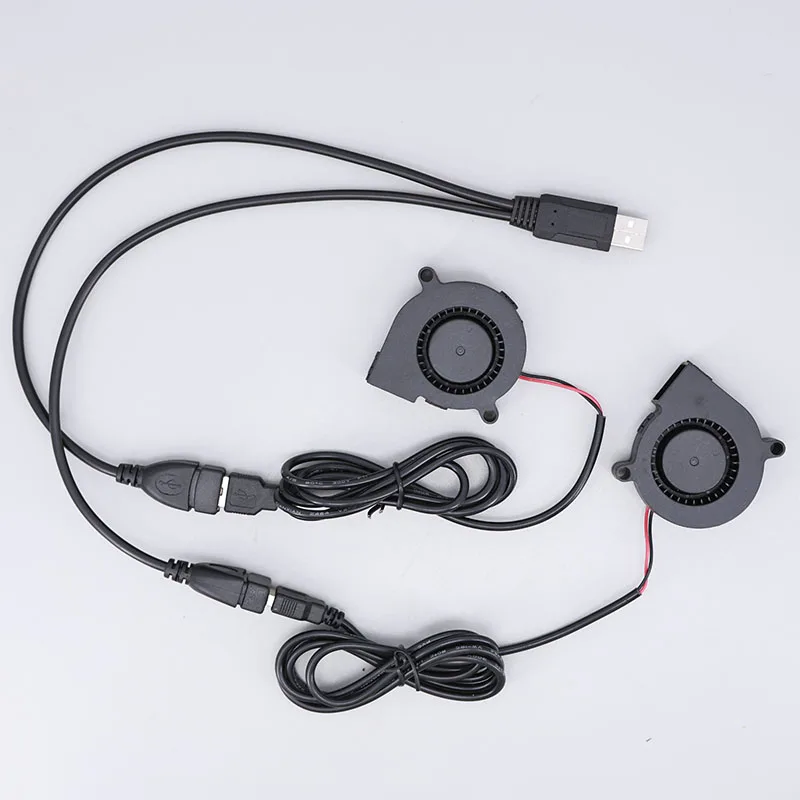 듀얼 40mm 50mm 60mm 80mm 90mm 120mm DC 5V 전원 공급 USB 블로워 팬, AV 리시버 DVR 냉각용 2 in 1 USB 케이블 포함